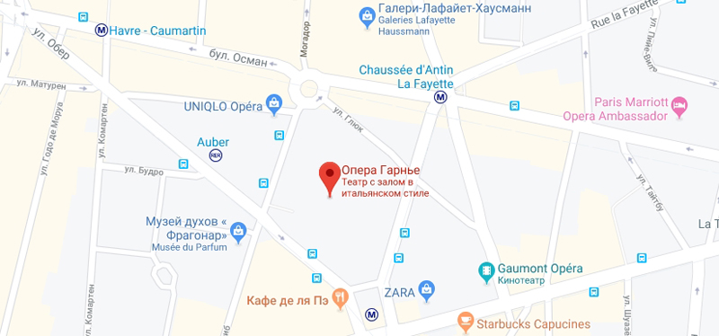 Где расположена Опера Гарнье Опера Гарнье на карте
