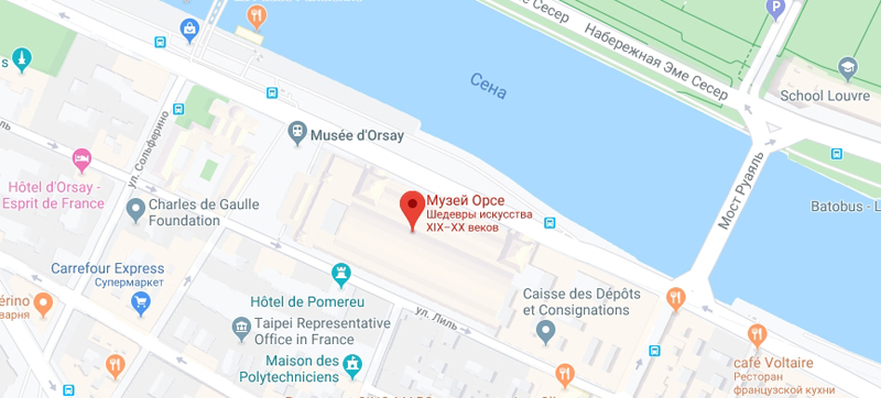 Расположение музея д'Орсэ Орсэ на карте Парижа
