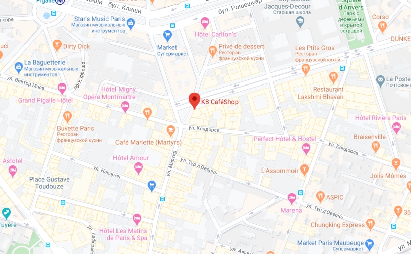 KB Cafeshop на карте Парижа KB Cafeshop на карте