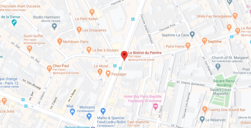 Le bistrot du peintre на карте Парижа Le bistrot du peintre на карте