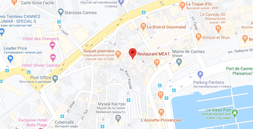 Meat на карте Канн Где находится Meat